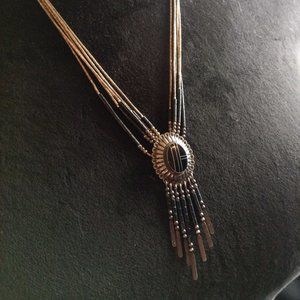 Vintage Carolyn Pollack QT, Quoc, Heishi Southwestern Inlaid Onyx Necklace